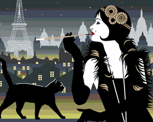 Goblen cu diamante - FEMEIE ÎMBRĂCATĂ ÎN NEGRU LA PARIS