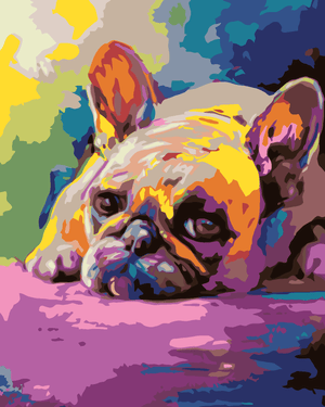 Goblen cu diamante - BULLDOG FRANCEZ STÂND JOS