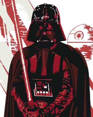 Goblen cu diamante - DARTH VADER ABSTRACT ÎN ROȘU