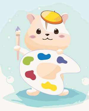 Goblen cu diamante - HAMSTER CU O PALETĂ DE CULORI