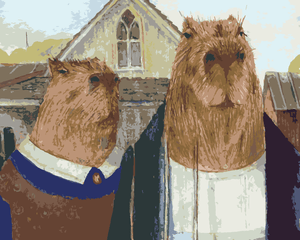 Goblen cu diamante - FAMILIE AMERICANA CAPIBARA