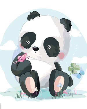 Goblen cu diamante - URS PANDA CU FLUTURE