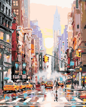 Goblen cu diamante - STRADĂ CU TAXIURI DIN NEW YORK (R...