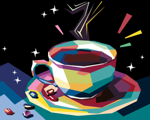 Goblen cu diamante - CEAȘCĂ DE CAFEA MULTICOLORĂ