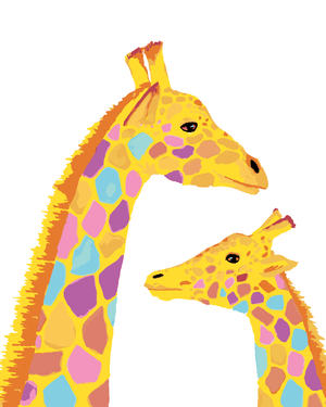 Goblen cu diamante - GIRAFĂ CU PUI