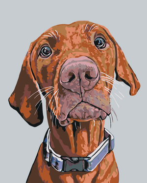 Goblen cu diamante - CÂINE RIDGEBACK CU ZGARDĂ ALBASTRĂ