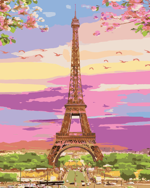 Goblen cu diamante - TURNUL EIFFEL ÎN CULORILE PRIMĂVERII