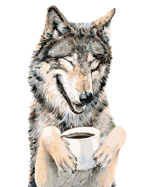 Goblen cu diamante - LUP LA CAFEA (HOLLY SIMENTAL)