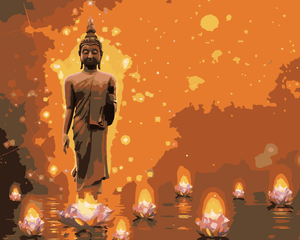 Goblen cu diamante - BUDDHA PRINTRE NUFERI