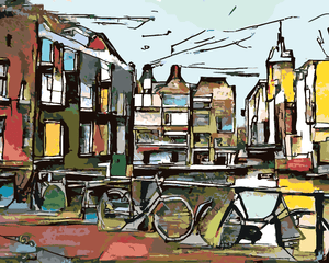 Goblen cu diamante - BICICLETE DIN AMSTERDAM, STIL CUBIST