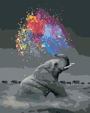 Goblen cu diamante - ELEFANT COLORAT STROPITOARE
