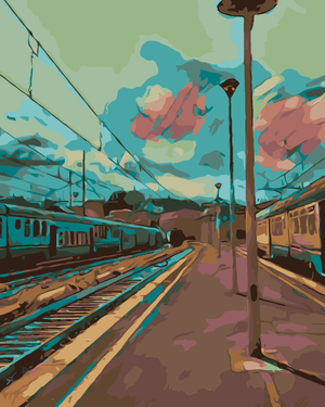 Goblen cu diamante - PERON DE TREN