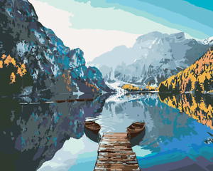 Goblen cu diamante - BĂRCI PE LACUL BRAIES