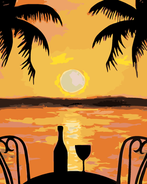 Goblen cu diamante - ROMANTISM SUB PALMIERI