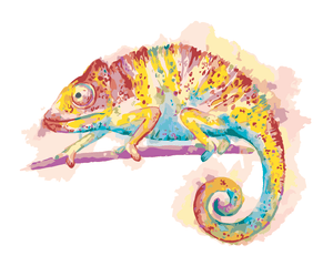 Goblen cu diamante - CAMELEON PE FUNDAL ALB