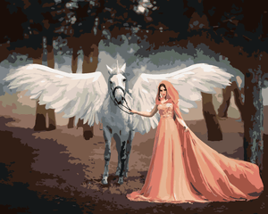 Goblen cu diamante - ELF CU UNICORN
