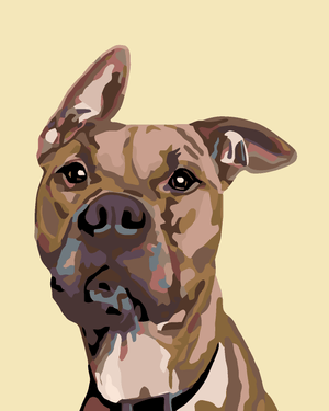 Goblen cu diamante - PITBULL CU O URECHE CIULITĂ