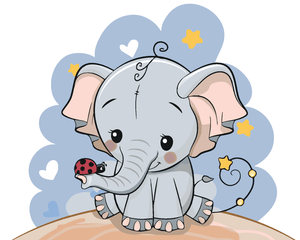 Goblen cu diamante - ELEFANT CU O BUBURUZĂ