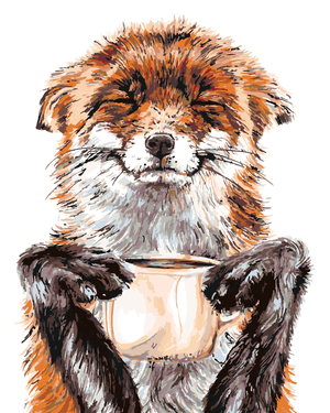 Goblen cu diamante - VULPE LA CAFEA (HOLLY SIMENTAL)