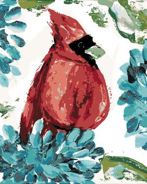 Goblen cu diamante - PASĂRE ROȘIE ȘI HORTENSIE (HALEY ...