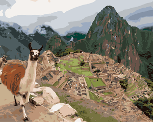 Goblen cu diamante - LAMĂ LA MACHU PICCHU