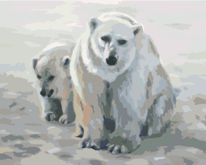 Goblen cu diamante - URS POLAR CU PUI (D. RUSTY RUST)