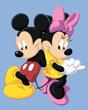 Goblen cu diamante - MICKEY MOUSE ȘI MINNIE PE FUNDAL ...