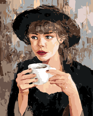 Goblen cu diamante - FEMEIE CU CAFEA