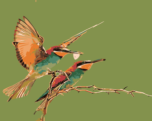 Goblen cu diamante - DOUĂ PĂSĂRI COLIBRI