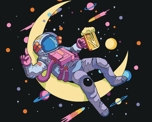 Goblen cu diamante - ASTRONAUT PE LUNĂ