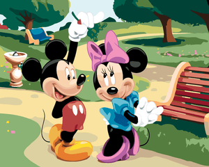 Goblen cu diamante - MICKEY MOUSE ȘI MINNIE SUB VÂSC