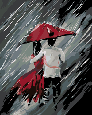 Goblen cu diamante - ÎNDRĂGOSTIȚI SUB UMBRELĂ PE FURTUNĂ